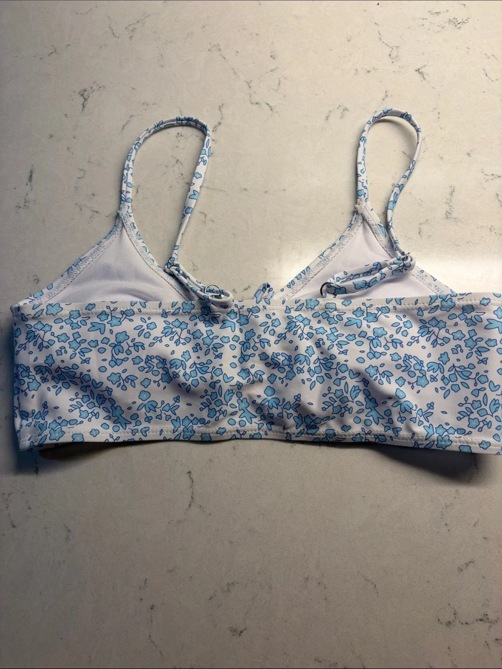 Girls size 14y Two-Piece Floral Bikini - Light Blue & White